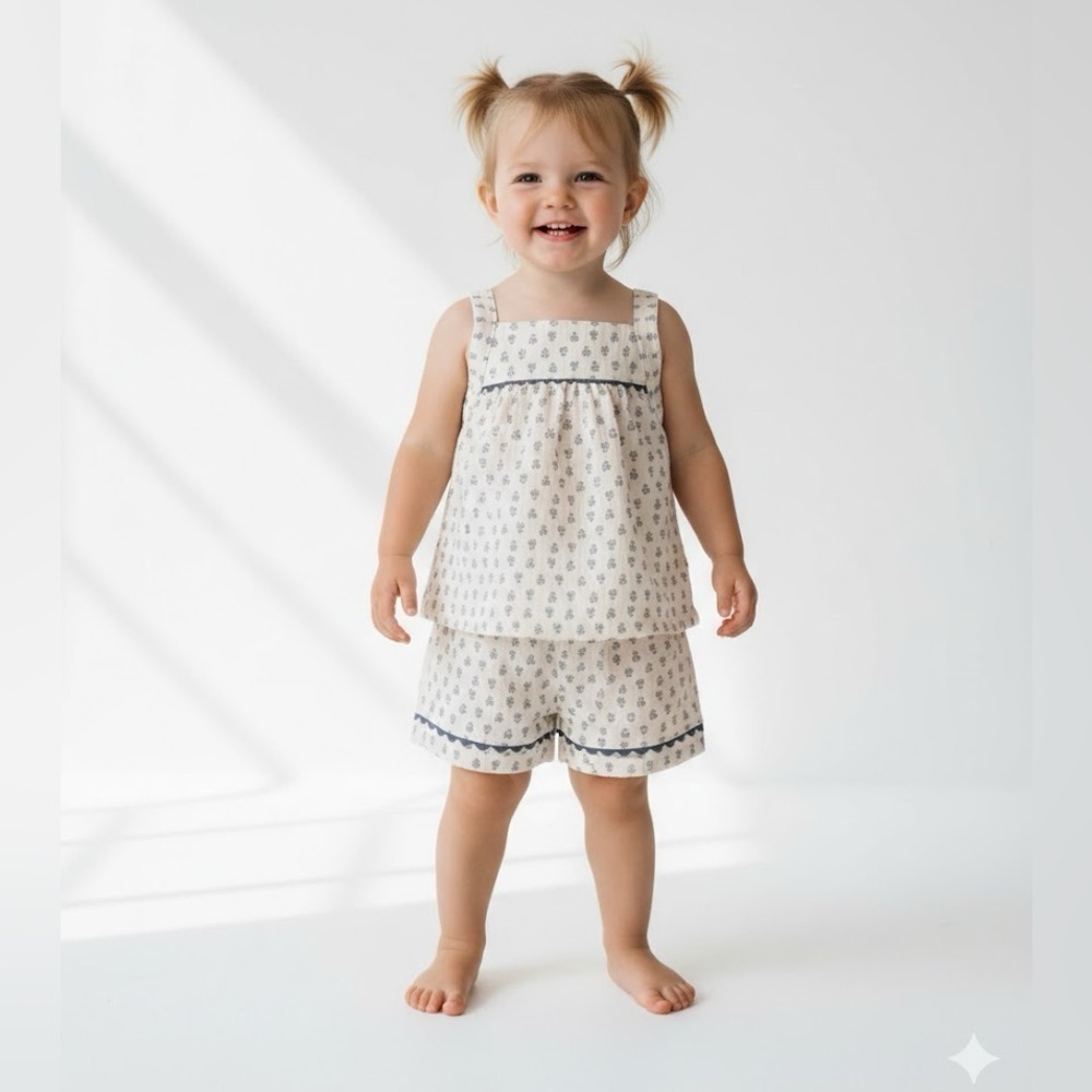 Carter’s Adorable Cream and Grey Floral Print Set 2 Piece